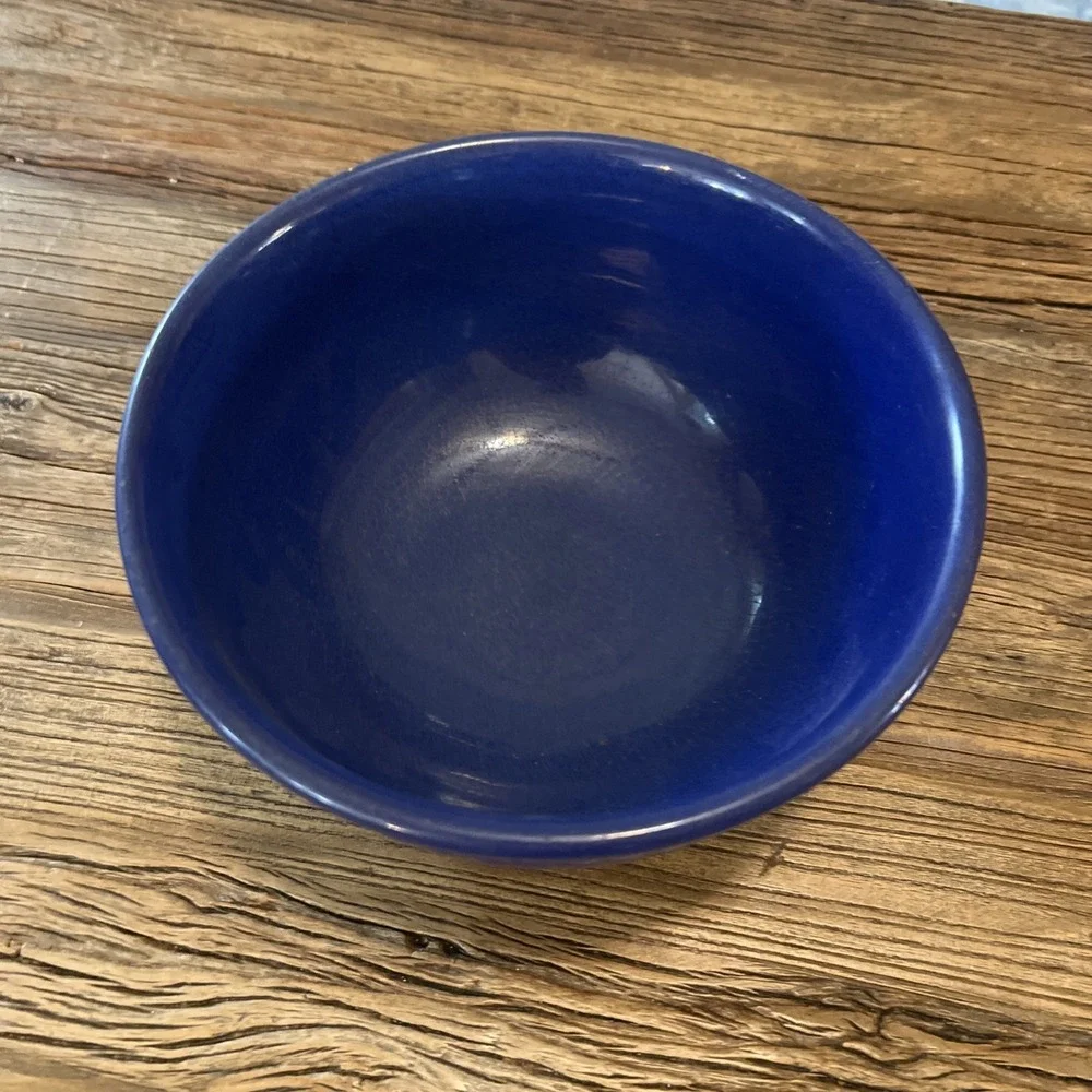 Vintage Cobalt Blue Stoneware‎ Ceramic Mixing Bowl Ribbed Design  8